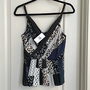 CAbi NWT Samantha Crossover Camisole Animal Print Sz 4 #3787